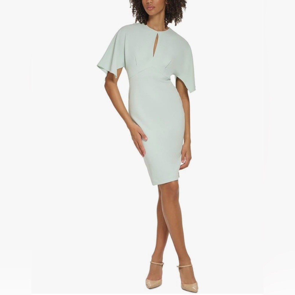 Calvin Klein Scuba Crepe Sheath‎ dress in Celadon size 10 NWT